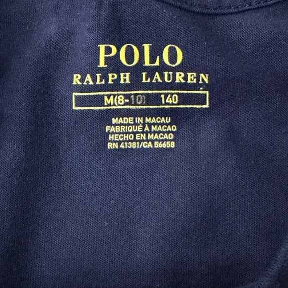 Polo Ralph Lauren Girls Navy Blue Cotton Jersey Pony Romper Girls M 8-10 - Picture 4 of 8